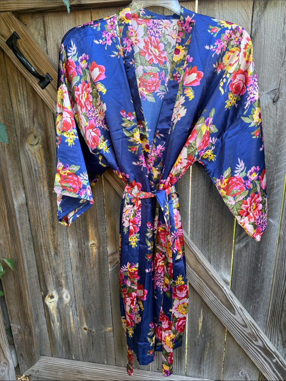 Women's Kimono Short Robe with Tie Sash